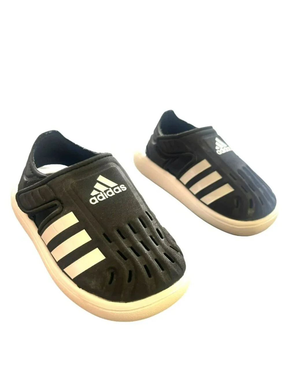 Adidas Little Kid Closed Toe Water Sandals Black White Sz 6K NEW